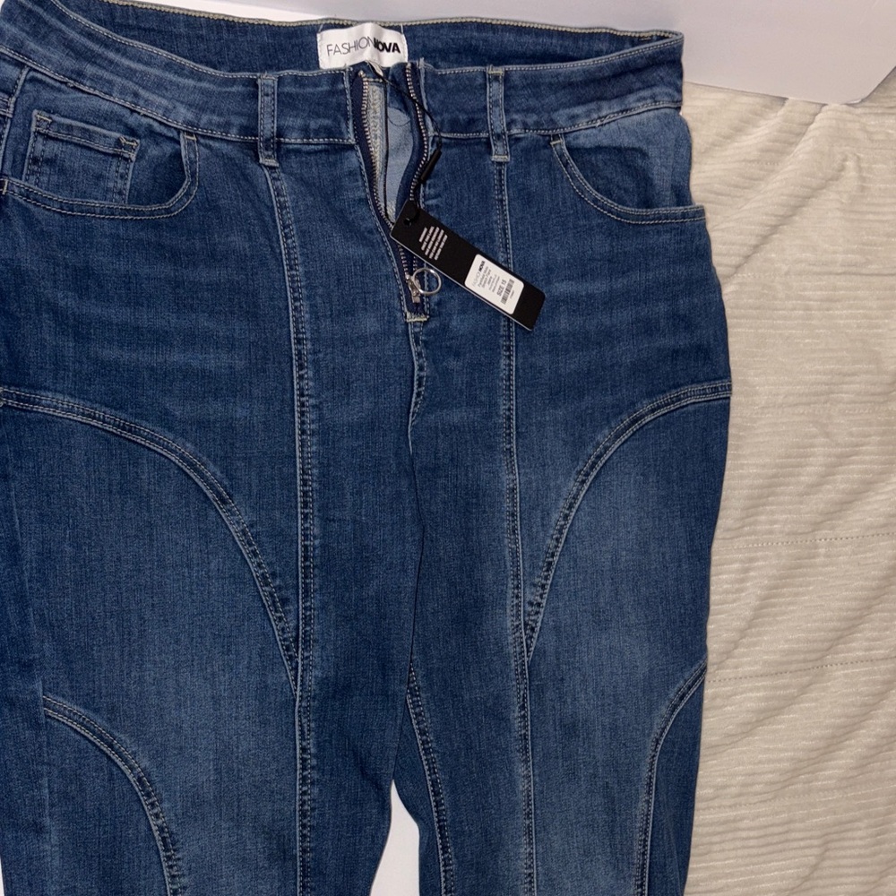 Fashion Nova Dark Blue Denim Pants